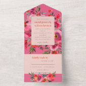 Boho Hot Pink Orange Blumenhochzeit All In One Einladung (Innen Boden)