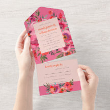 Boho Hot Pink Orange Blumenhochzeit