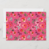 Boho Hot Pink Orange Blumenhochzeit Dankeskarte (Rückseite)