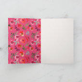 Boho Hot Pink Orange Blumenhochzeit Dankeskarte (Innenseite)