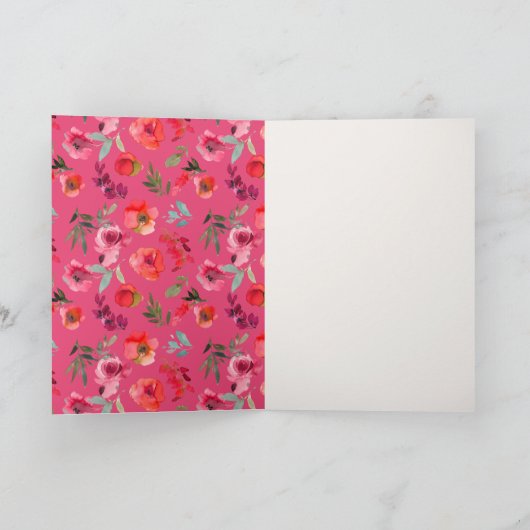 Boho Hot Pink Orange Blumenhochzeit Dankeskarte (Innenseite)