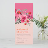 Boho Hot Pink Orange Blumenhochzeit Einladung (Stehend Vorderseite)