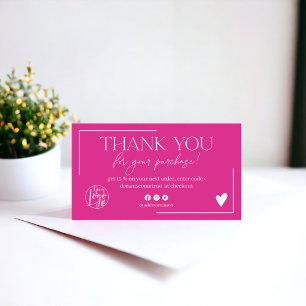 Boho hot pink Skript-Bestellung vielen Dank Visitenkarte