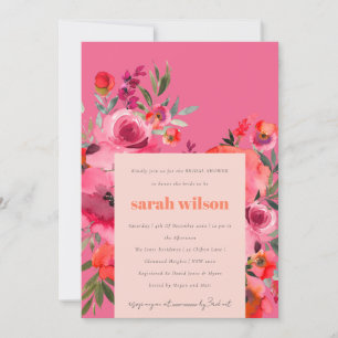 Boho Hot Pink Watercolor Brautparty Einladung