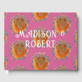 Boho Hot Pink Watercolor Wildblume Hochzeit Gästebuch (Vorderseite)