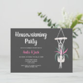 Boho House Pflanze Blumengrau Rosa Haus Erwärmung Einladung (Stehend Vorderseite)