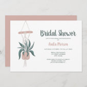 Boho House Pflanze Blumengrün rosa Brautparty Einladung (Vorne/Hinten)