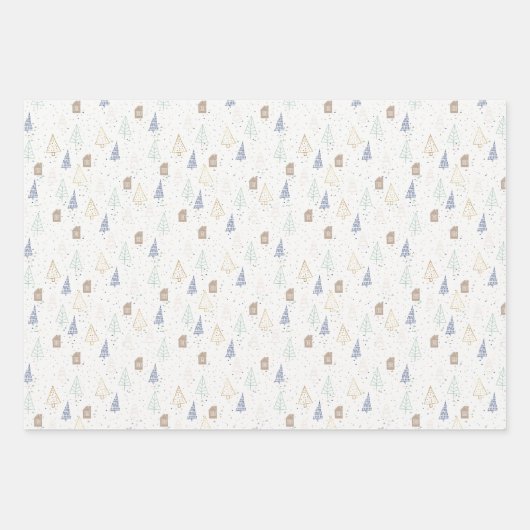 Boho House und Trees Weihnachten Geschenkpapier Set (Vorderseite 3)
