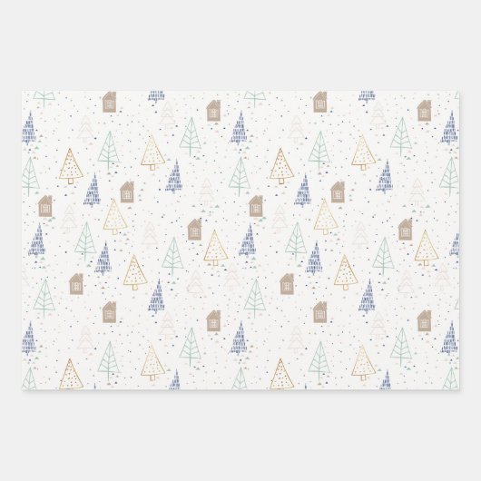 Boho House und Trees Weihnachten Geschenkpapier Set (Vorderseite 2)