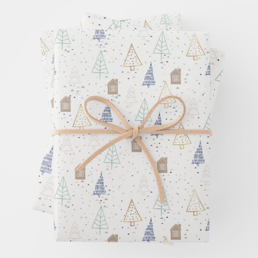 Boho House und Trees Weihnachten Geschenkpapier Set (Beispiel)