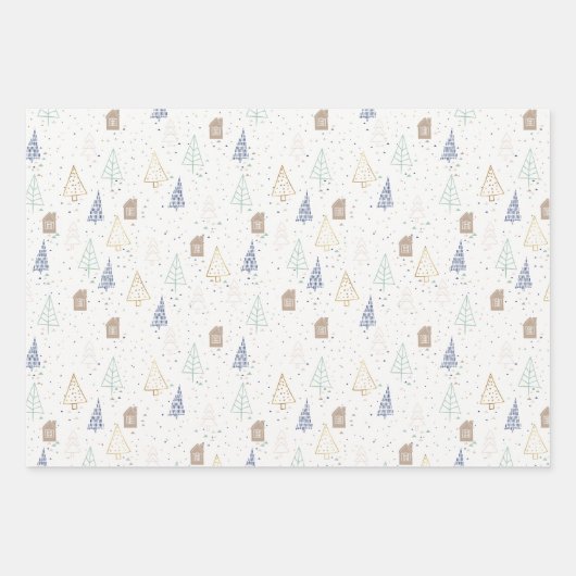 Boho House und Trees Weihnachten Geschenkpapier Set (Vorderseite)