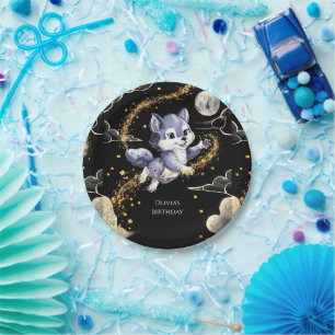 Boho Howling Wolf Birthday Pappteller