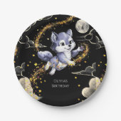 Boho Howling Wolf Birthday Pappteller (Vorderseite)