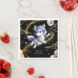 Boho Howling Wolf Birthday Serviette