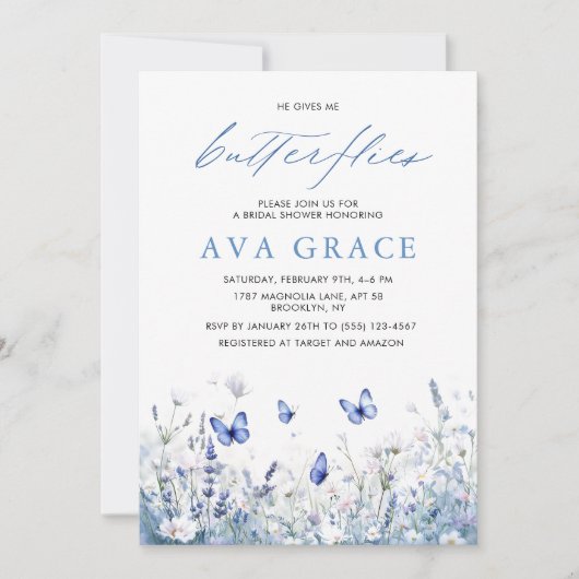 Boho Hübsch gibt er mir Schmetterlinge Brautparty Einladung (Vorderseite)
