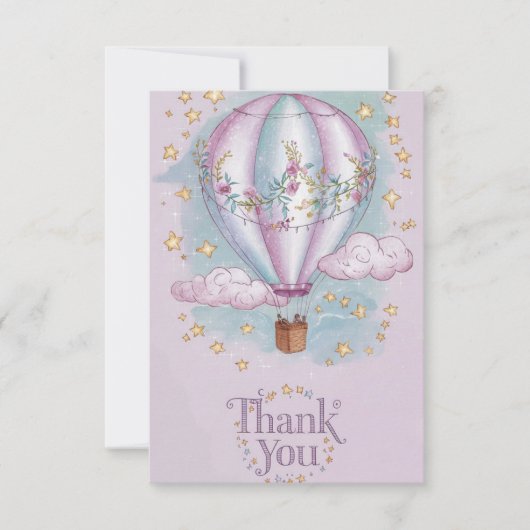Boho Hübsch Heißluftballon Dankeskarte (Vorderseite)