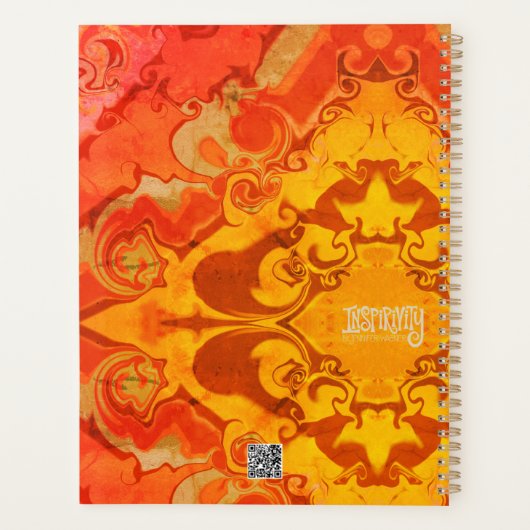 Boho Hübsch Modern Orange Personalisiert Teacher Planer (Rückseite)