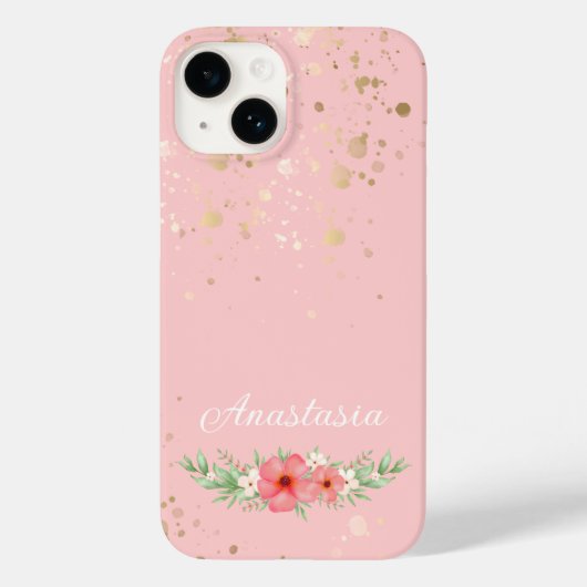 Boho Hübsch Pink & Elfenbeingrüne Blumenbezeichnun Case-Mate iPhone Hülle (Rückseite)