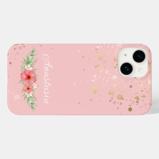 Boho Hübsch Pink & Elfenbeingrüne Blumenbezeichnun Case-Mate iPhone Hülle (Rückseite (Horizontal))