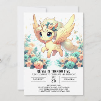 Boho Hübsch Unicorn Digital Geburtstag Einladung