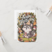Boho Hübsch Wolf Digital Geburtstag Karte (Vorderseite/Rückseite Beispiel)
