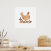 Boho Hühnerleaf Botanischer Kunststil Moderne Poster (Küche)