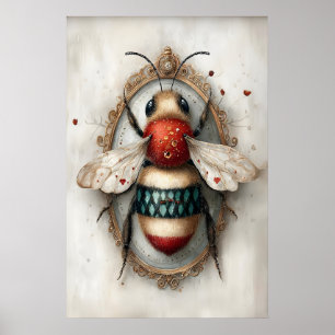 Boho Hummeldruck, Biene Frühling Druckbare Wand Poster