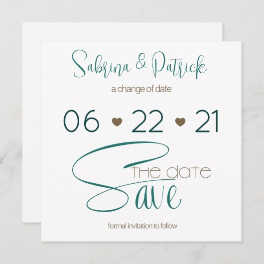 BOHO Hunter Green Typografie Save the Date Einladung (Vorne/Hinten)