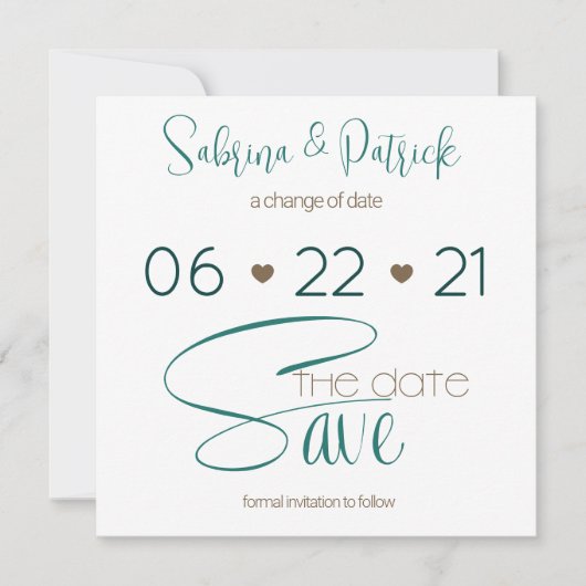 BOHO Hunter Green Typografie Save the Date Einladung (Vorderseite)