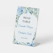 Boho Ice Blue Bloral eucalyptus & gold Head Table Sockelschild (Vorderseite)