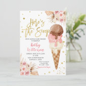 Boho Ice Cream Baby Shower Einladung (Stehend Vorderseite)