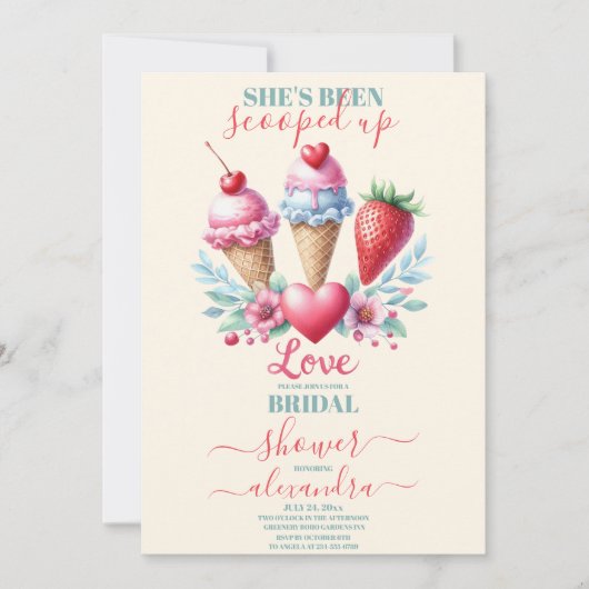 Boho Ice Cream Brautparty Einladung (Vorderseite)