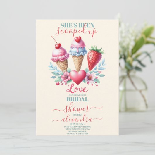 Boho Ice Cream Brautparty Einladung (Stehend Vorderseite)