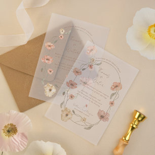 Boho Icelandic Watercolor Island Poppy Blume Pergament Einladungen