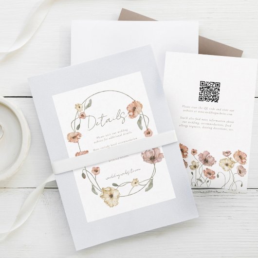 Boho Icelandic Watercolor Island Poppy Blume RSVP Karte