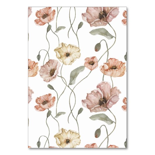 Boho Icelandic Watercolor Island Poppy Blume Tischnummer (Rückseite)