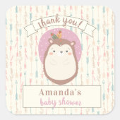 Boho Igel Stamm Pastel Arrow Gender Neutral Quadratischer Aufkleber (Vorderseite)