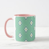 Boho Ikat Green Muster Niedliche Farbe passend Ros Tasse (Links)