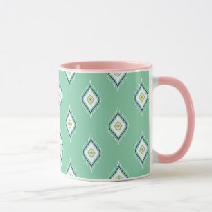 Boho Ikat Green Muster Niedliche Farbe passend Ros Tasse