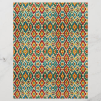 Boho Ikat Scrapbook Papier – Senfgelb & Türkis