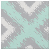 Boho Ikat Tribal Muster Aqua Grau Diamant Print Stoff (Nahaufnahme)