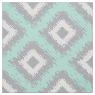 Boho Ikat Tribal Muster Aqua Grau Diamant Print Stoff