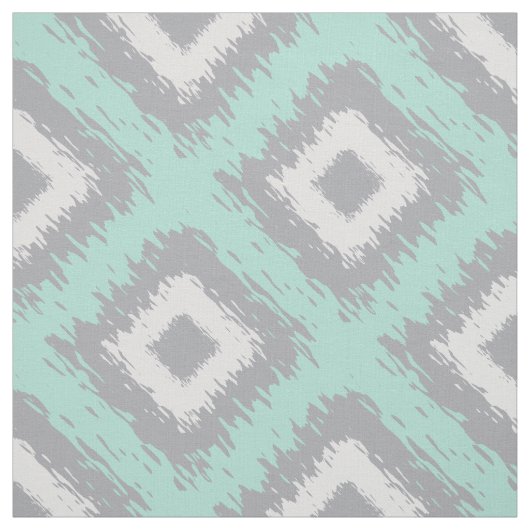 Boho Ikat Tribal Muster Aqua Grau Diamant Print Stoff (Muster)