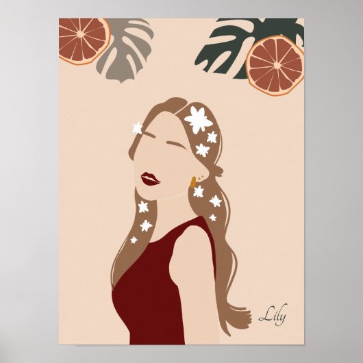 Boho Illustration, Earthy Tones Poster (Vorne)