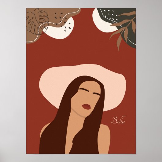 Boho Illustration, Earthy Tones Poster (Vorne)