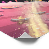 Boho Illustration Löwe im Weltraum Poster (Ecke)