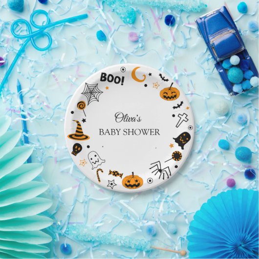 Boho Illustriert Halloween Babydusche Pappteller (Party)