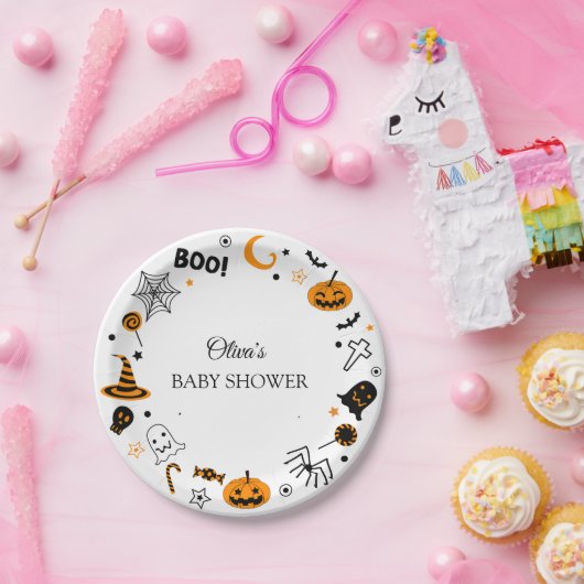 Boho Illustriert Halloween Babydusche Pappteller (Party)