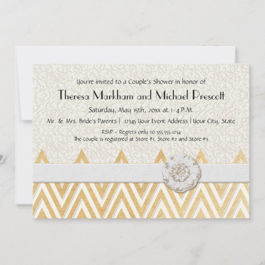 BOHO Imitate Burlap n Lace Zickzack-moderne Mod-St Einladung (Vorderseite)