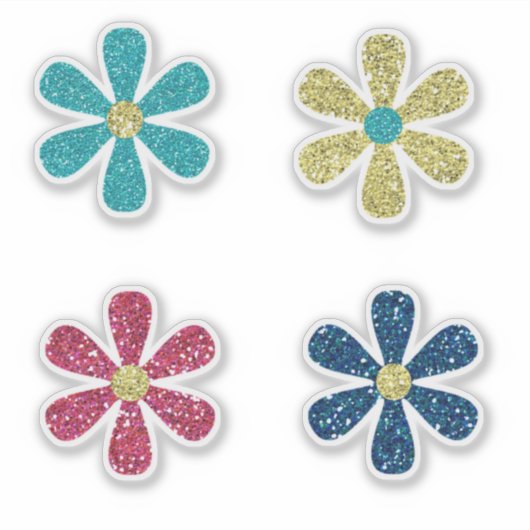 Boho Imitate Glitzer Blume Aufkleber (Vorderseite)